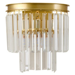 Thehotsale Elegant 2-Light E14 Crystal Glass Shade Wall Lamp With Metal Golden Finish Base