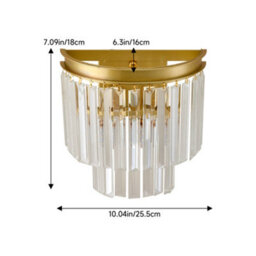 Thehotsale Elegant 2-Light E14 Crystal Glass Shade Wall Lamp With Metal Golden Finish Base - thumbnail 8