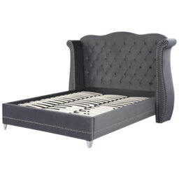 Beliani Bed Velvet Ayette 180 X 200 Cm (Eu Super King) Grey - thumbnail 5