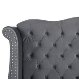 Beliani Bed Velvet Ayette 180 X 200 Cm (Eu Super King) Grey - thumbnail 8