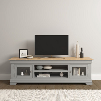 Seconique Bordeaux Large Tv Stand - Pebble Grey/oak  Fully Assembled - image 1