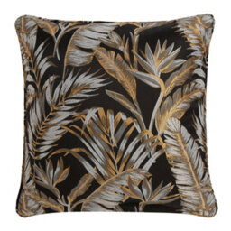 Laurence Llewelyn-Bowen Paradise Palm Jacquard Palm Leaf Black Filled Cushion - thumbnail 2