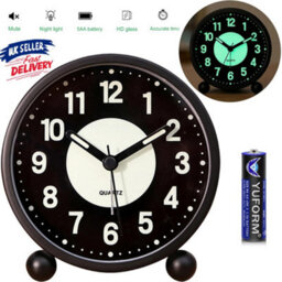 Uk Seller Silent Sweep Quartz Bedside Alarm Clock - No Ticking, Luminous Dial, Battery Powered - thumbnail 1