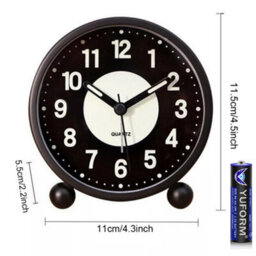 Uk Seller Silent Sweep Quartz Bedside Alarm Clock - No Ticking, Luminous Dial, Battery Powered - thumbnail 2