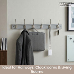 Keypak Victorian 6 Hook Wall-Mount Wooden Coat Rack, 68Cm - Dove Bloc With Satin Nickel Hooks - Fixings Included - thumbnail 5