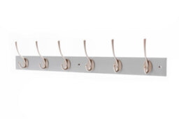 Keypak Victorian 6 Hook Wall-Mount Wooden Coat Rack, 68Cm - Dove Bloc With Satin Nickel Hooks - Fixings Included