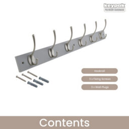 Keypak Victorian 6 Hook Wall-Mount Wooden Coat Rack, 68Cm - Dove Bloc With Satin Nickel Hooks - Fixings Included - thumbnail 4