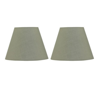 First Choice Lighting Set Of 2 Sage Green Cotton 20Cm Diameter Tapered Fabric Lamp Shades - image 1