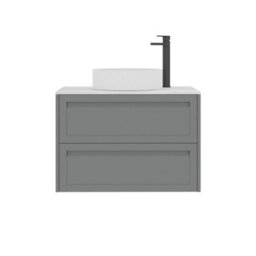 Royal Bathrooms Royal Bathroom Elmore 800mm Matt Pebble Grey Wall Mounted Vanity Unit 2 Drawer With Carrara White Undrilled Worktop & No Basin - thumbnail 7
