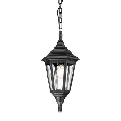 Luminosa Lighting Elstead Kinsale 1 Light Outdoor Coastal Ceiling Chain Lantern Black Ip43, E27