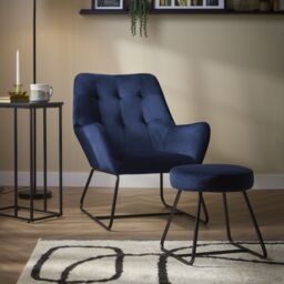 Turio Blue Velvet Effect Relaxer Chair (H)800mm (W)650mm (D)815mm - thumbnail 5