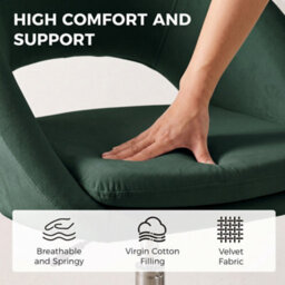 Homcom Velvet Desk Chair With Height-Adjustable, Wheels, Dark Green - thumbnail 4