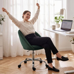 Homcom Velvet Desk Chair With Height-Adjustable, Wheels, Dark Green - thumbnail 9