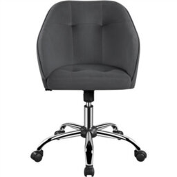 Yaheetech Height Adjustable Swivel Desk Chair With Castors And Armrests - Grey / Velvet - thumbnail 3