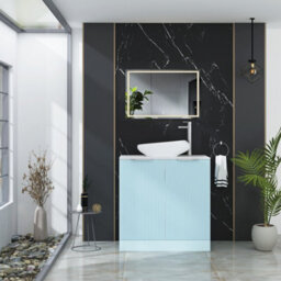 Royal Bathrooms Evora 800mm Powder Blue Fluted Floor Standing Countertop Vanity Unit 2 Door With Nova Basin - thumbnail 2