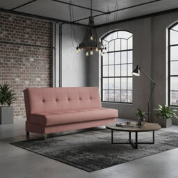 Enduro Xi Living Room Sofa Bed With Click Clack Sleeping Function Storage Wooden Frame 195X90X85Cm Pink - thumbnail 3