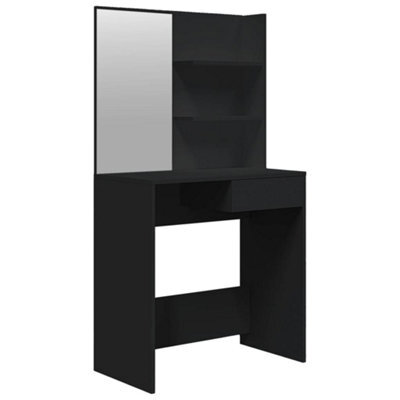 Berkfield Modern Dressing Table With Mirror Black 74.5X40X141 Cm