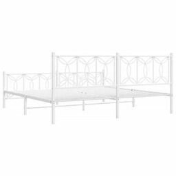 Berkfield Metal Bed Frame Without Mattress With Footboard White 193X203Cm - thumbnail 6