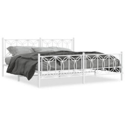 Berkfield Metal Bed Frame Without Mattress With Footboard White 193X203Cm - thumbnail 2
