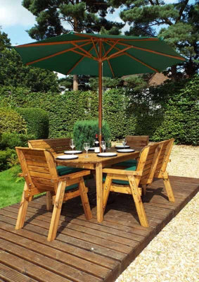 Charles Taylor Trading Six Seater Rectangular Table Set With Cushion - W290 X D245 X H98 - Fully Assembled - Green - image 1