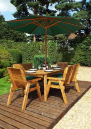 Charles Taylor Trading Six Seater Rectangular Table Set With Cushion - W290 X D245 X H98 - Fully Assembled - Green - thumbnail 3