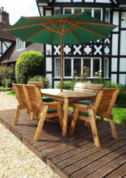 Charles Taylor Trading Six Seater Rectangular Table Set With Cushion - W290 X D245 X H98 - Fully Assembled - Green - thumbnail 2