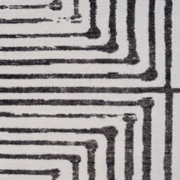 Loomed Black & White Geometric Abstract Machine Washable Soft Area Rug 60Cm X 240Cm - thumbnail 4