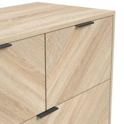 LPD Stockholm Chevron 4 Dr Chest-Sonoma Oak Finish With Sleek Black Handles And Legs - thumbnail 6