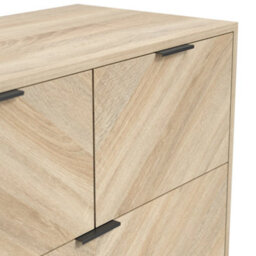 LPD Stockholm Chevron 4 Dr Chest-Sonoma Oak Finish With Sleek Black Handles And Legs - thumbnail 4