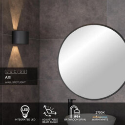 Lucide Axi Modern Up Down Wall Spotlight Bathroom - Led - 2X3,5W 2700K - Ip54 - Black - thumbnail 2