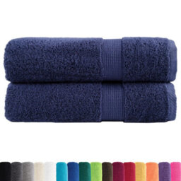 Berkfield Premium Shower Towels Solund 2Pcs Navy Blue 70X140Cm 600Gsm - thumbnail 2
