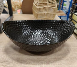 Deenz Oval Shape Black Ceramic Fruit Bowl Matt Finish Dining Table Home Déco Storage Display Kitchen Organiser Gift 29.5X24X11.5Cm