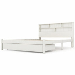 Bed With Shelves, White Wooden Storage Bed, Underbed Drawer - 4Ft6 Double (135 X 190 Cm) - thumbnail 5