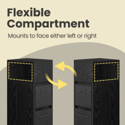Ledrem Set Of 2 Narrow Side Tables, Slim End Table With 2 Drawers, 1 Open Compartment, For Living Room, Bedroom, Black - thumbnail 5