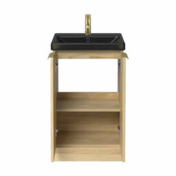 Aveli Fluted 500mm Bathroom Vanity Unit Basin Floorstanding Cupboard Soft Close Oak - thumbnail 5