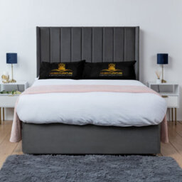 UKBEDFURNITURE Bella Steel Plush Wingback Divan Bed Base With 54 Inch Headboard & 10 Inch Orthopaedic Mattress - No Storage - thumbnail 1