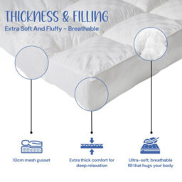 Belofay Dream Fit  Mattress Topper ,10Cm Extra Thick Mattress Topper ,100% Cotton Top 1400Gsm Polyester Fill - thumbnail 2