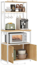 Vasagle Kitchen Bakers Rack With Power Outlet, Coffee Bar Cabinet With 90 Cm High Worktop, Microwave Stand With 8 Hooks - thumbnail 5