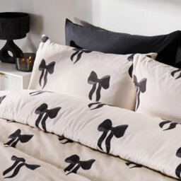 Ohs Bows 10.5 Tog Coverless Duvet With Pillowcase Bedding Set, Cream - Double - thumbnail 2