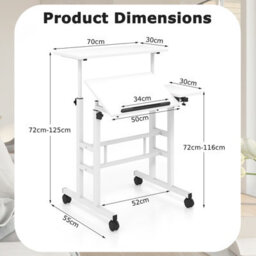 Gainoom Computer Desk For Standing Or Sitting Mobile Standing Desk Laptop Cart Portable Overbed Table With Wheels - thumbnail 2
