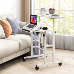 Gainoom Computer Desk For Standing Or Sitting Mobile Standing Desk Laptop Cart Portable Overbed Table With Wheels - thumbnail 4