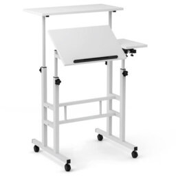 Gainoom Computer Desk For Standing Or Sitting Mobile Standing Desk Laptop Cart Portable Overbed Table With Wheels - thumbnail 9