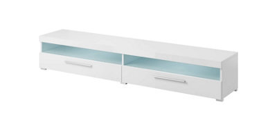 Arte Chic White India 40 Tv Cabinet, 2 Pull-Down Doors, Open Shelves, Optional Led, H350mm W2000mm D400mm - image 1