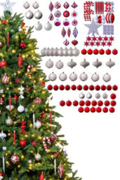 Christmas Tree World The 128Pc Red & Silver Full Heavy Coverage Bauble Set (6Ft/180Cm Trees) - thumbnail 3