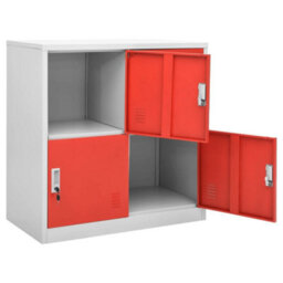 Berkfield Locker Cabinet Light Grey And Red 90X45X92.5 Cm Steel - thumbnail 5
