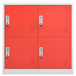 Berkfield Locker Cabinet Light Grey And Red 90X45X92.5 Cm Steel - thumbnail 2