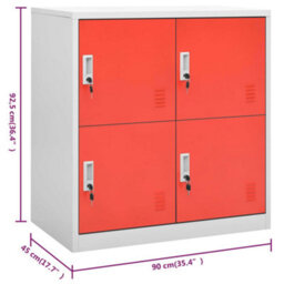 Berkfield Locker Cabinet Light Grey And Red 90X45X92.5 Cm Steel - thumbnail 7