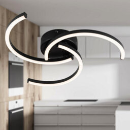 First Choice Lighting Set Of 2 Curve Black Led Flush Ceiling Lights - thumbnail 8