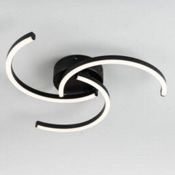 First Choice Lighting Set Of 2 Curve Black Led Flush Ceiling Lights - thumbnail 4