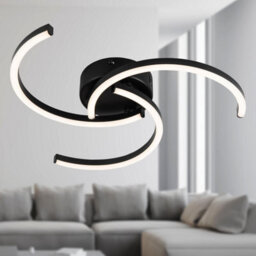 First Choice Lighting Set Of 2 Curve Black Led Flush Ceiling Lights - thumbnail 7